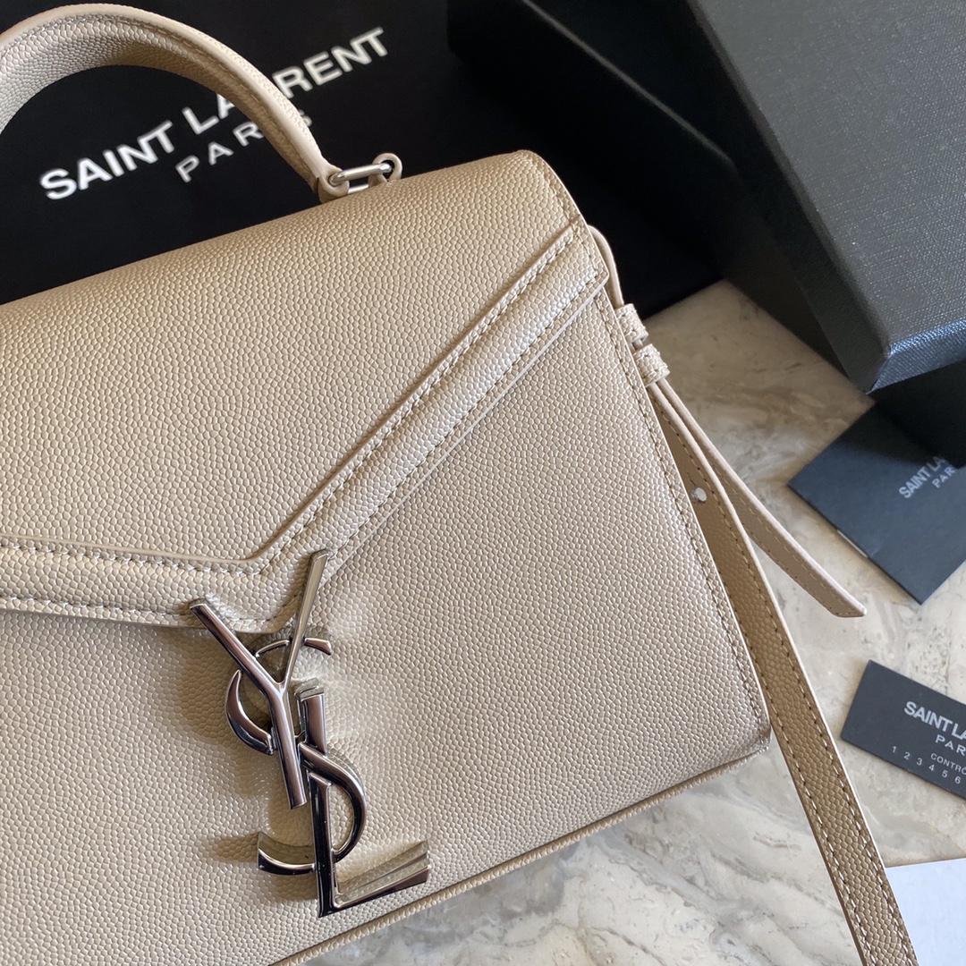 532750 CASSANDRA MINI TOP HANDLE BAG IN GRAIN DE POUDRE EMBOSSED LEATHER, Yves Saint Laurent YSL