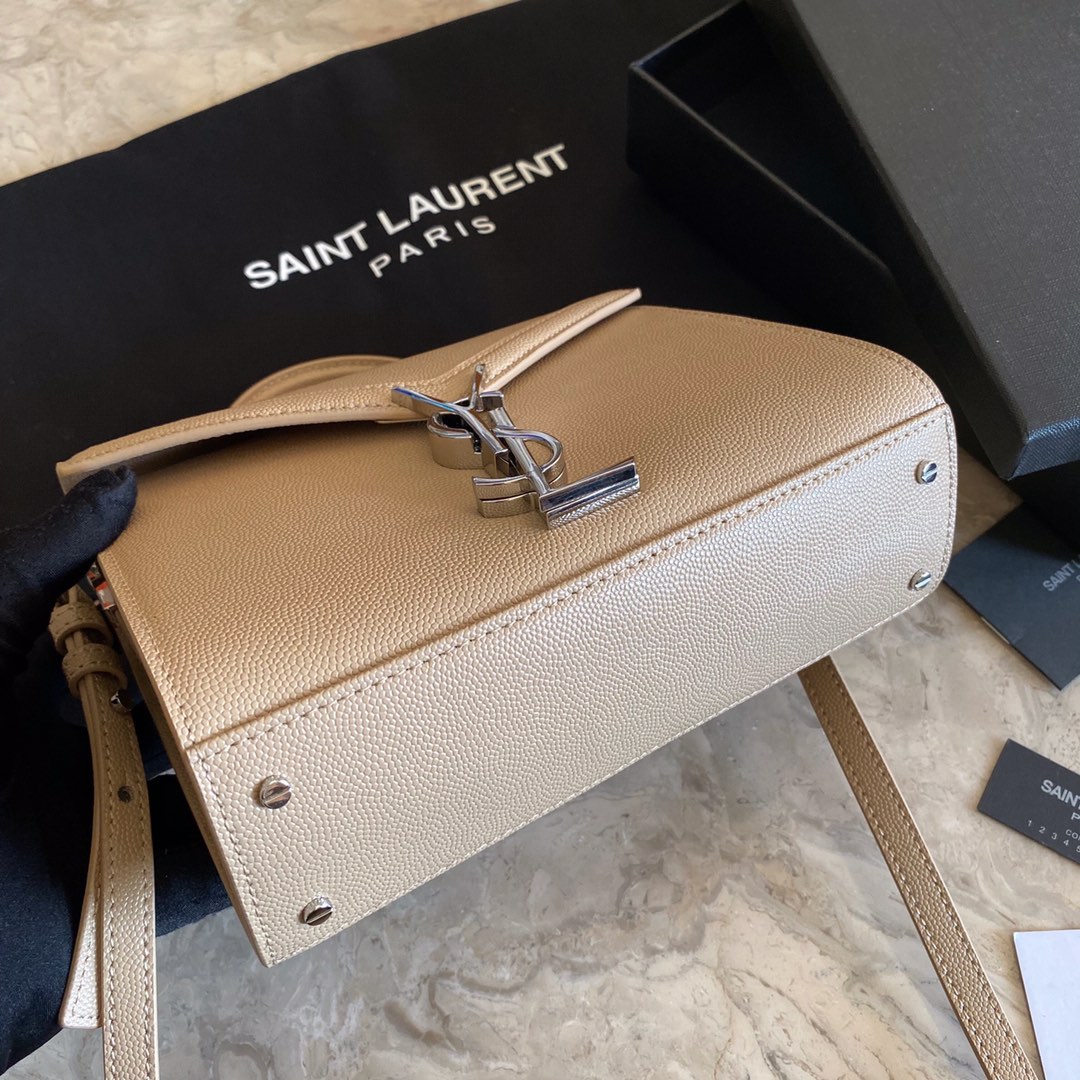 532750 CASSANDRA MINI TOP HANDLE BAG IN GRAIN DE POUDRE EMBOSSED LEATHER, Yves Saint Laurent YSL