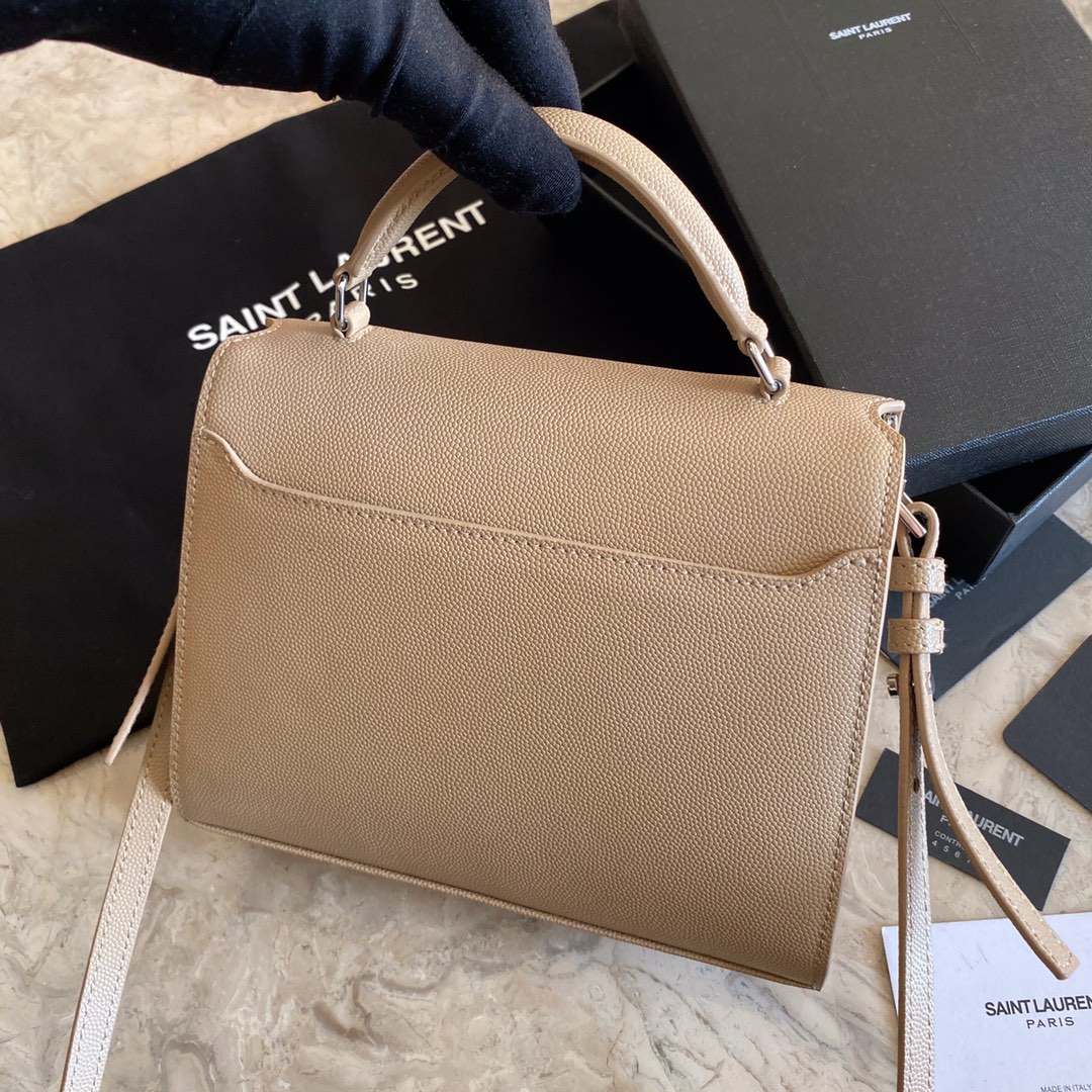 532750 CASSANDRA MINI TOP HANDLE BAG IN GRAIN DE POUDRE EMBOSSED LEATHER, Yves Saint Laurent YSL