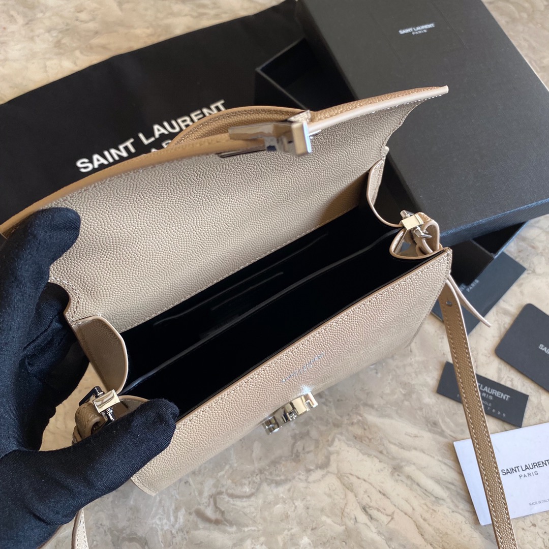 532750 CASSANDRA MINI TOP HANDLE BAG IN GRAIN DE POUDRE EMBOSSED LEATHER, Yves Saint Laurent YSL