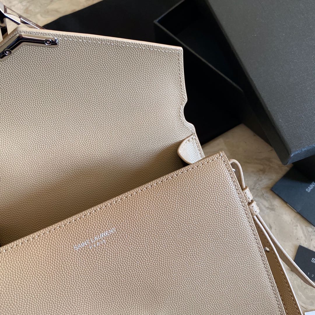 532750 CASSANDRA MINI TOP HANDLE BAG IN GRAIN DE POUDRE EMBOSSED LEATHER, Yves Saint Laurent YSL