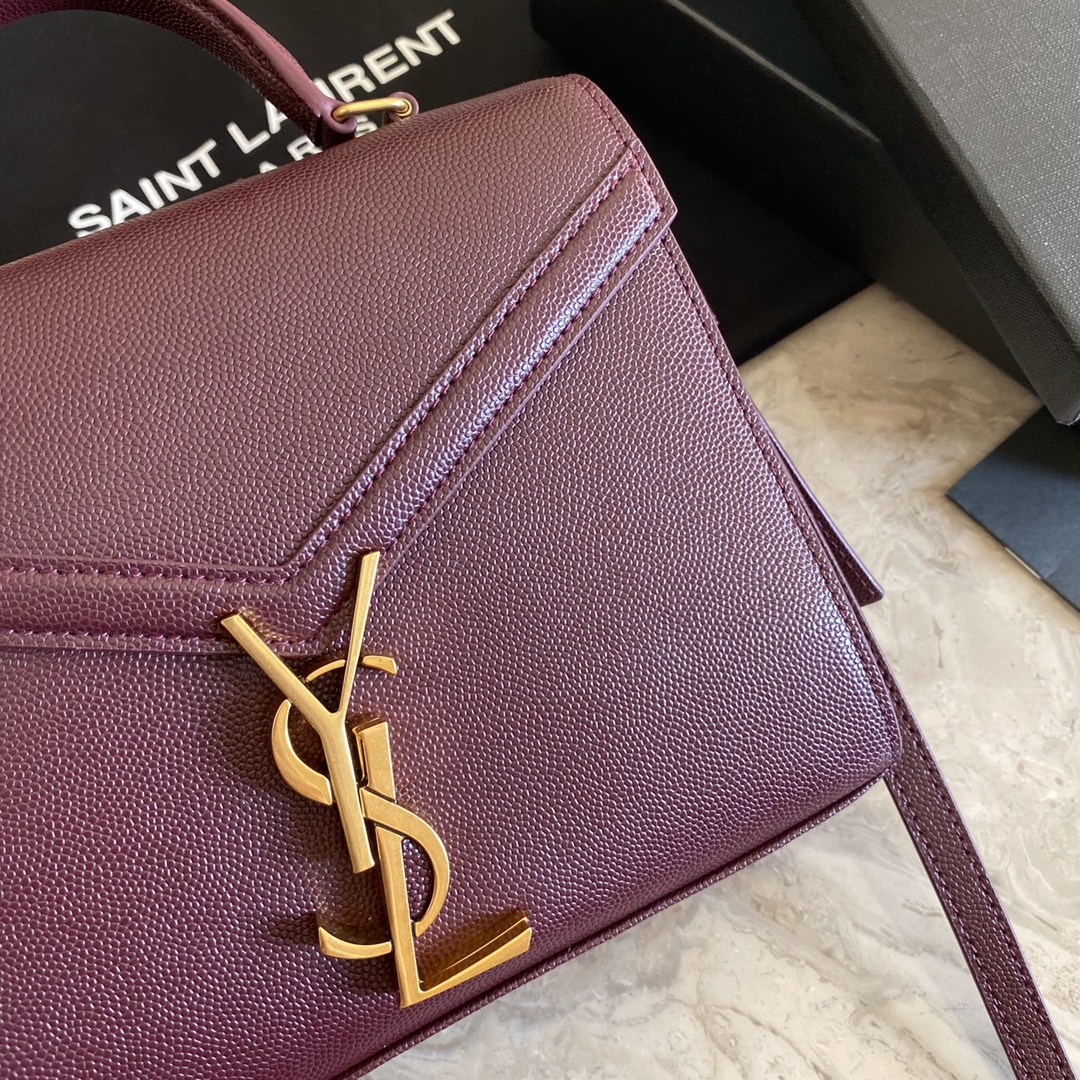 532750 CASSANDRA MINI TOP HANDLE BAG IN GRAIN DE POUDRE EMBOSSED LEATHER, Yves Saint Laurent YSL