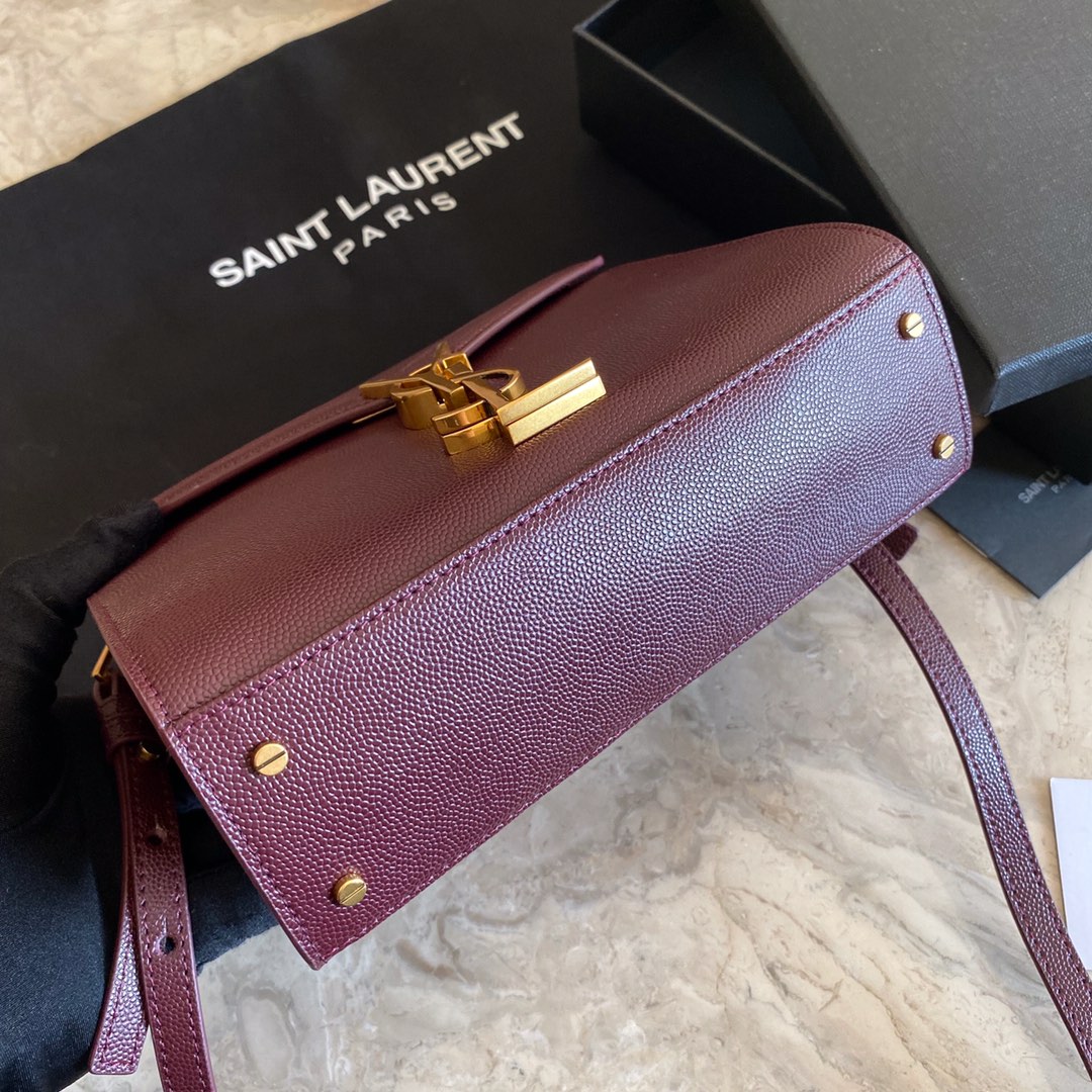 532750 CASSANDRA MINI TOP HANDLE BAG IN GRAIN DE POUDRE EMBOSSED LEATHER, Yves Saint Laurent YSL