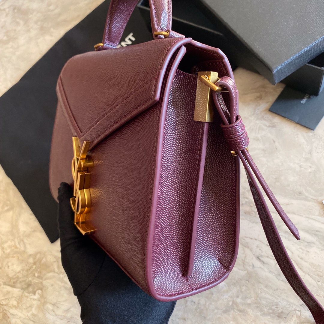 532750 CASSANDRA MINI TOP HANDLE BAG IN GRAIN DE POUDRE EMBOSSED LEATHER, Yves Saint Laurent YSL