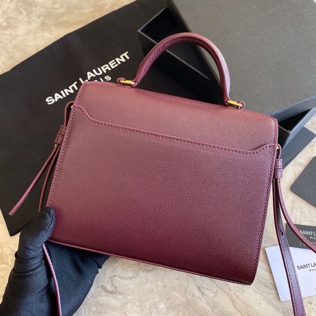 532750 CASSANDRA MINI TOP HANDLE BAG IN GRAIN DE POUDRE EMBOSSED LEATHER, Yves Saint Laurent YSL