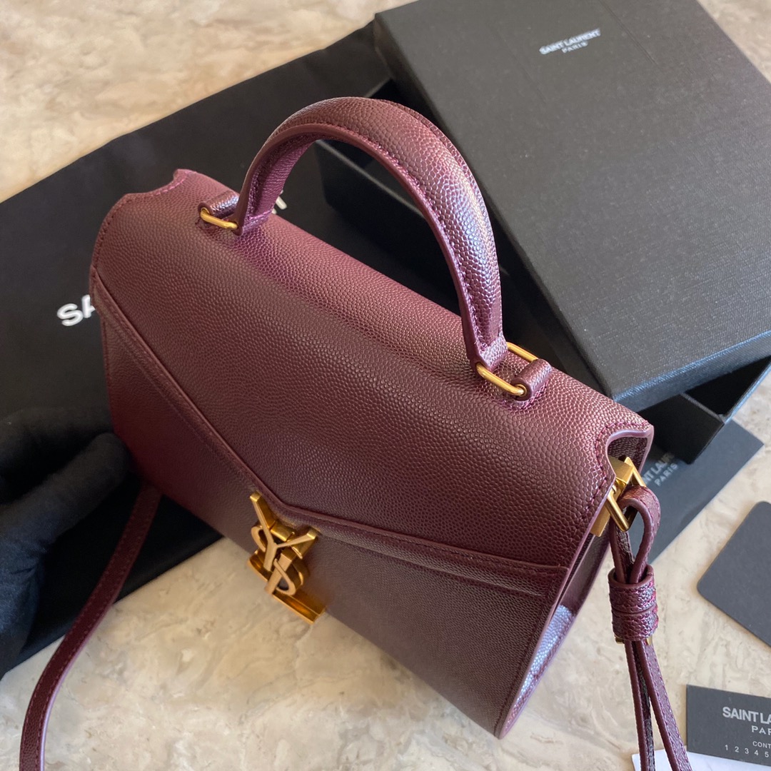 532750 CASSANDRA MINI TOP HANDLE BAG IN GRAIN DE POUDRE EMBOSSED LEATHER, Yves Saint Laurent YSL