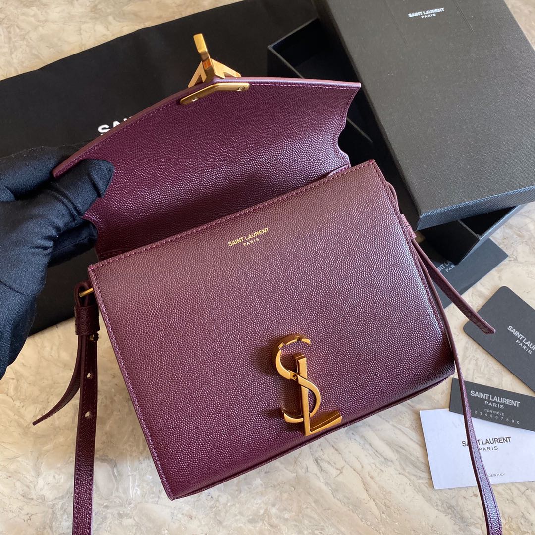 532750 CASSANDRA MINI TOP HANDLE BAG IN GRAIN DE POUDRE EMBOSSED LEATHER, Yves Saint Laurent YSL