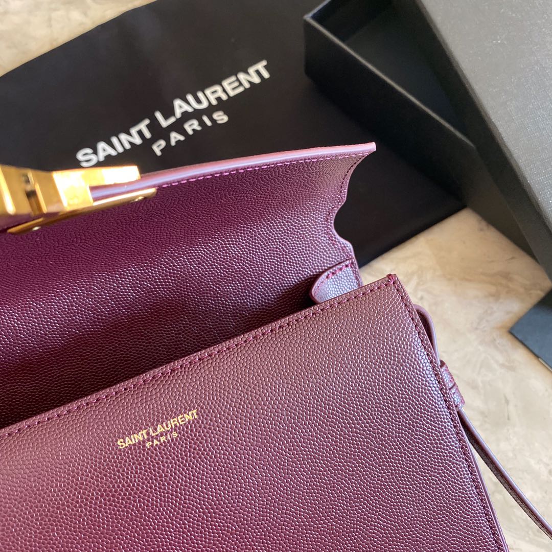 532750 CASSANDRA MINI TOP HANDLE BAG IN GRAIN DE POUDRE EMBOSSED LEATHER, Yves Saint Laurent YSL