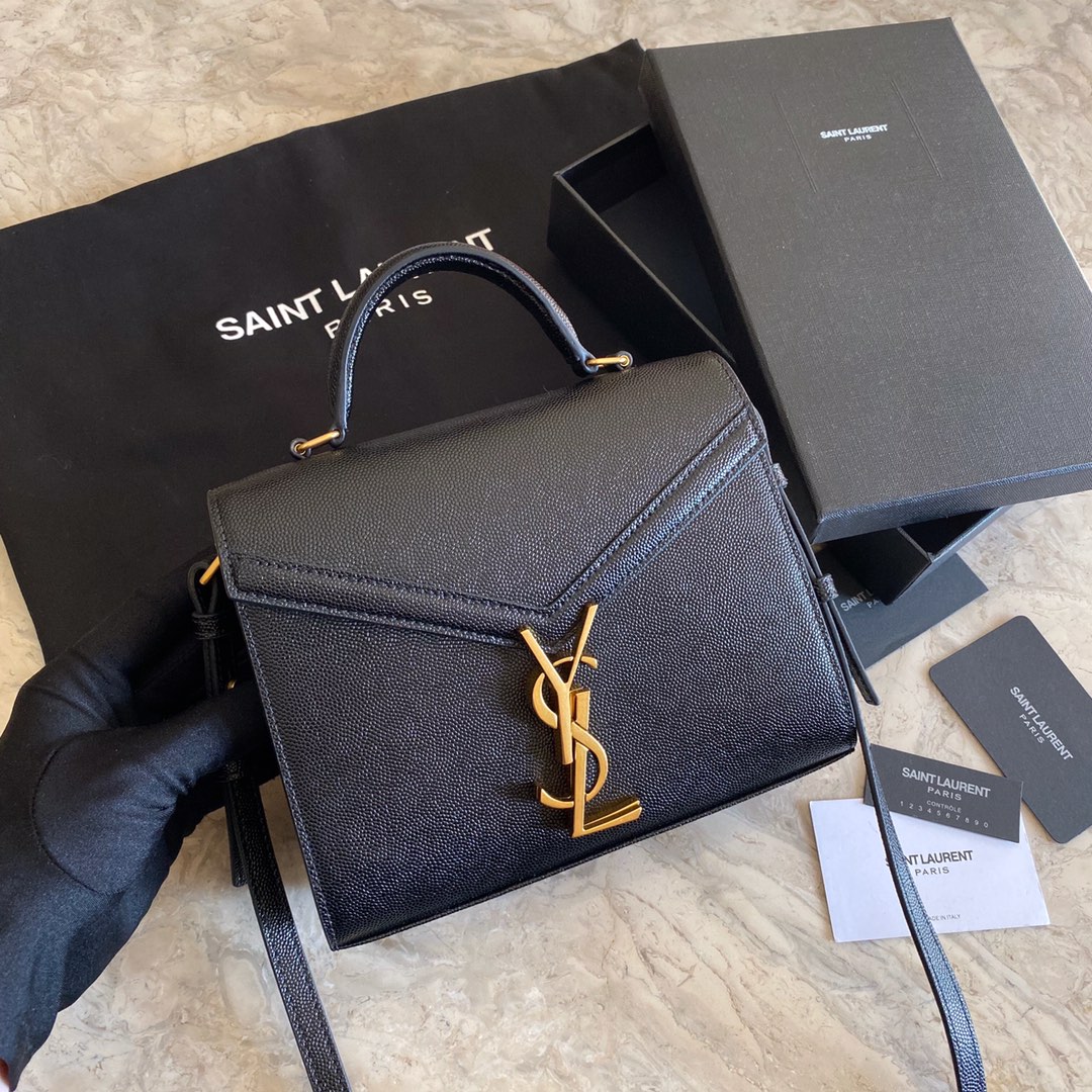532750 CASSANDRA MINI TOP HANDLE BAG IN GRAIN DE POUDRE EMBOSSED LEATHER, Yves Saint Laurent YSL
