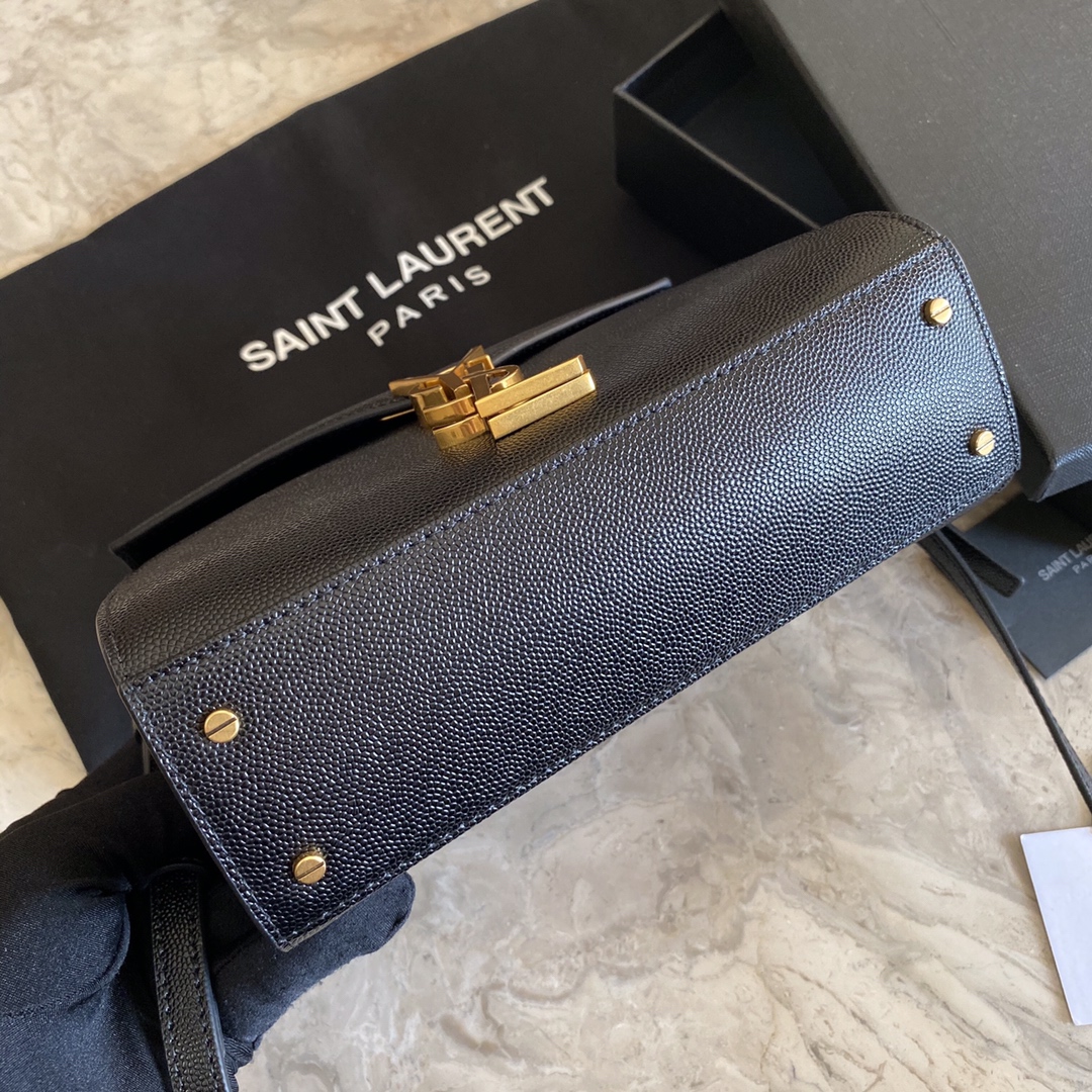532750 CASSANDRA MINI TOP HANDLE BAG IN GRAIN DE POUDRE EMBOSSED LEATHER, Yves Saint Laurent YSL