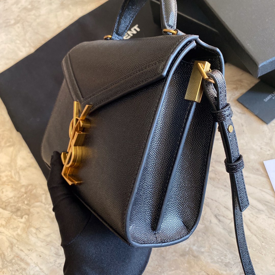 532750 CASSANDRA MINI TOP HANDLE BAG IN GRAIN DE POUDRE EMBOSSED LEATHER, Yves Saint Laurent YSL
