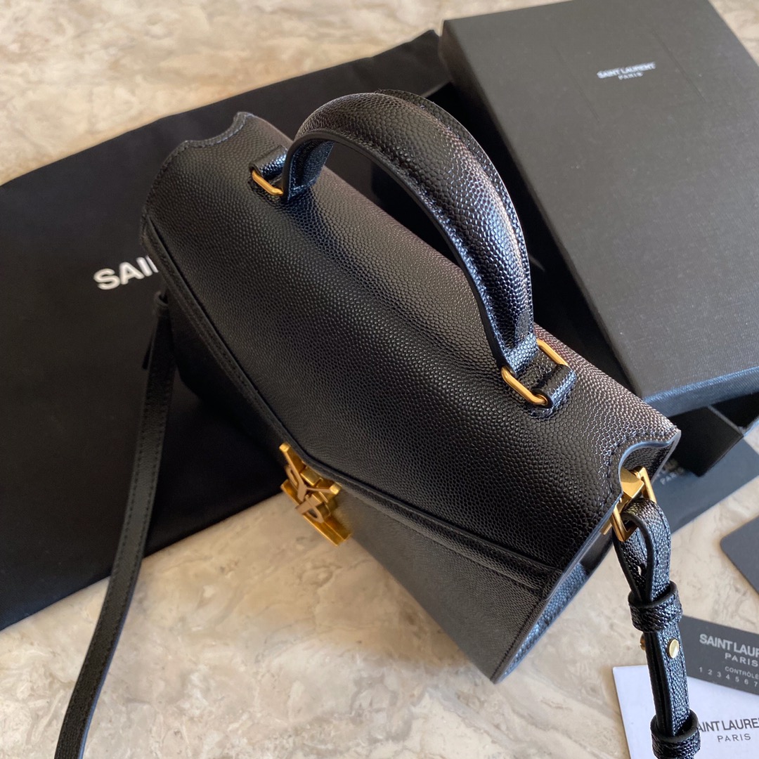 532750 CASSANDRA MINI TOP HANDLE BAG IN GRAIN DE POUDRE EMBOSSED LEATHER, Yves Saint Laurent YSL