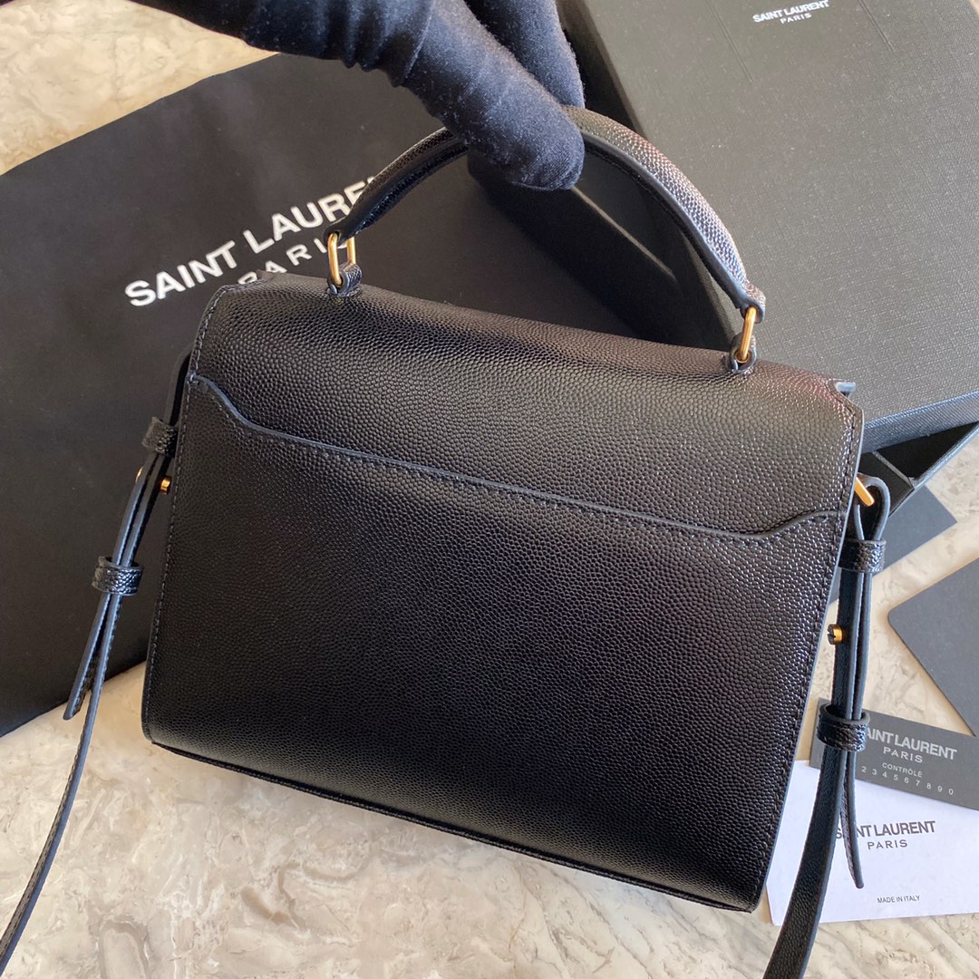 532750 CASSANDRA MINI TOP HANDLE BAG IN GRAIN DE POUDRE EMBOSSED LEATHER, Yves Saint Laurent YSL
