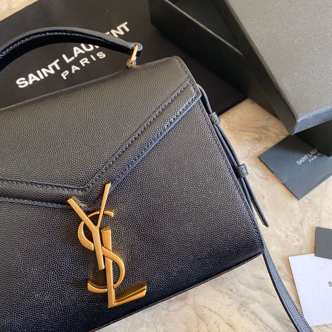 532750 CASSANDRA MINI TOP HANDLE BAG IN GRAIN DE POUDRE EMBOSSED LEATHER, Yves Saint Laurent YSL