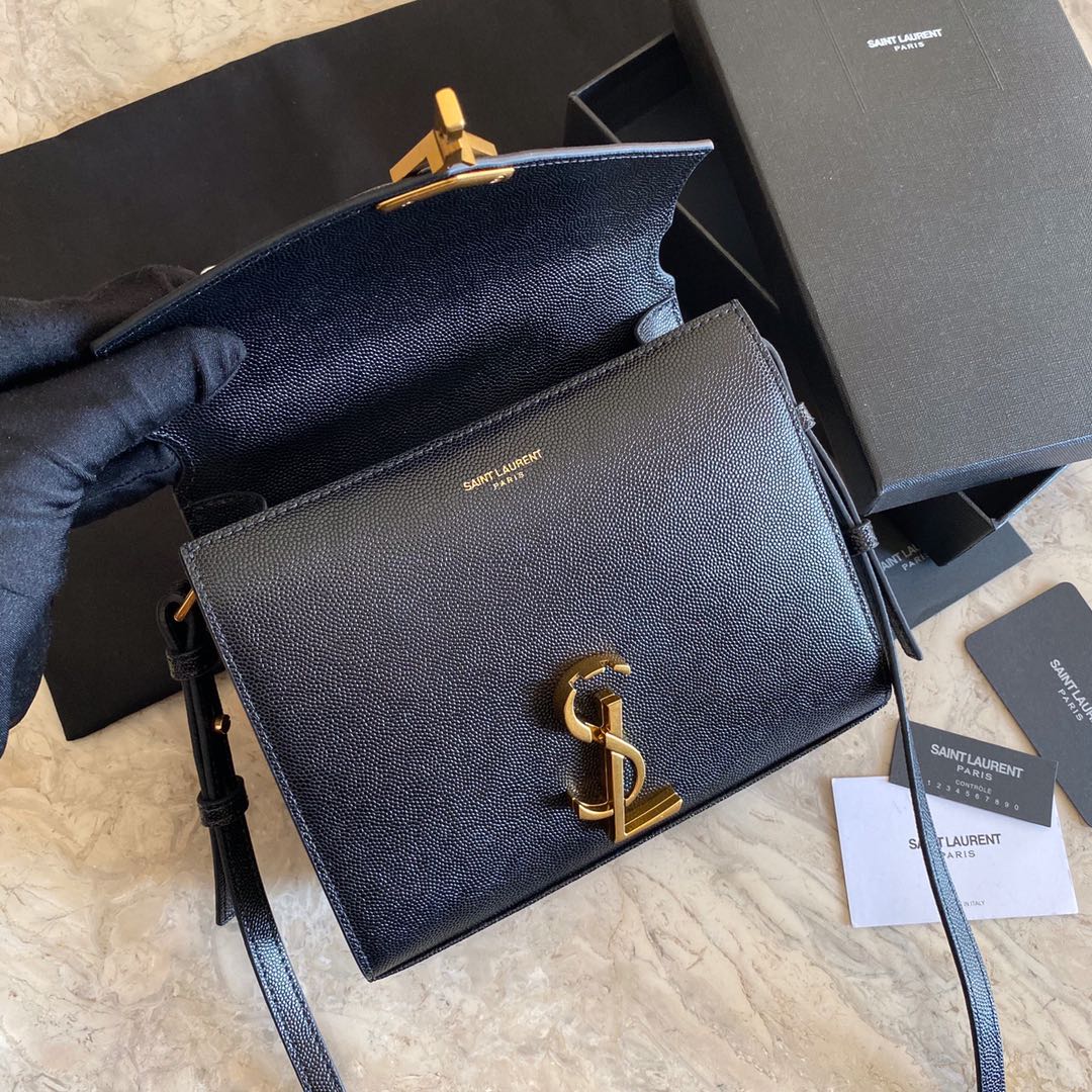 532750 CASSANDRA MINI TOP HANDLE BAG IN GRAIN DE POUDRE EMBOSSED LEATHER, Yves Saint Laurent YSL