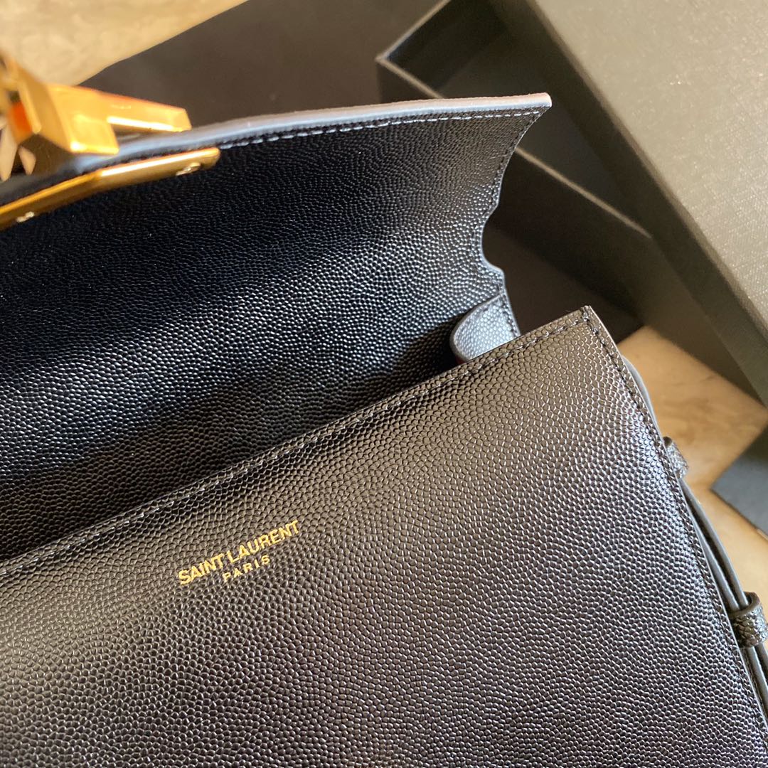 532750 CASSANDRA MINI TOP HANDLE BAG IN GRAIN DE POUDRE EMBOSSED LEATHER, Yves Saint Laurent YSL