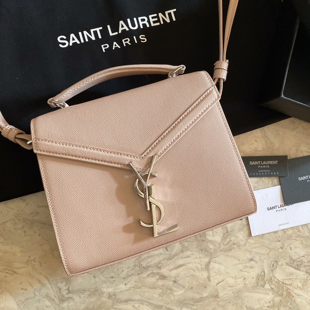 532750 CASSANDRA MINI TOP HANDLE BAG IN GRAIN DE POUDRE EMBOSSED LEATHER, Yves Saint Laurent YSL