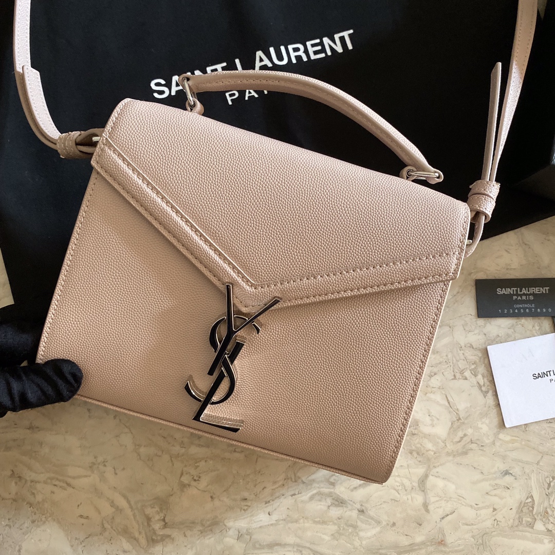 532750 CASSANDRA MINI TOP HANDLE BAG IN GRAIN DE POUDRE EMBOSSED LEATHER, Yves Saint Laurent YSL
