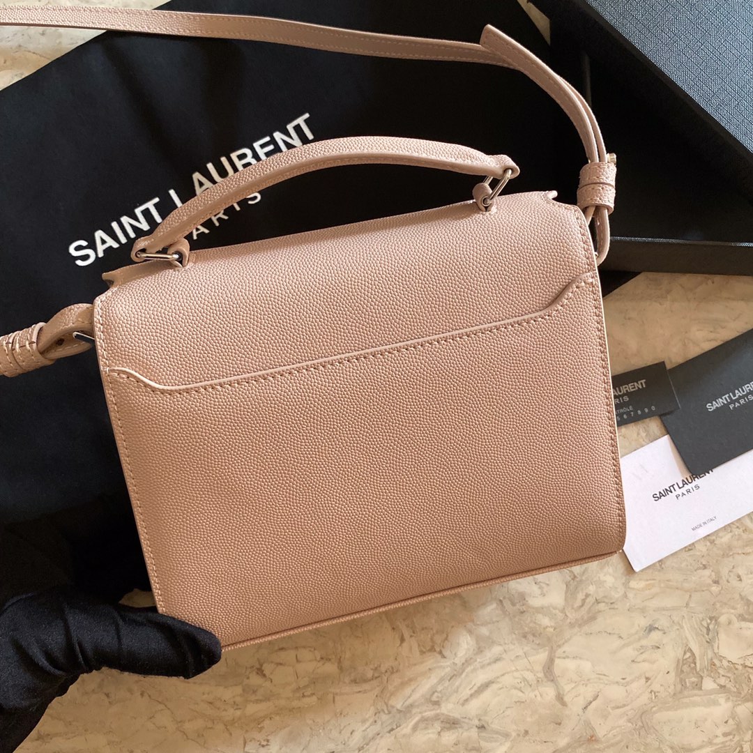 532750 CASSANDRA MINI TOP HANDLE BAG IN GRAIN DE POUDRE EMBOSSED LEATHER, Yves Saint Laurent YSL