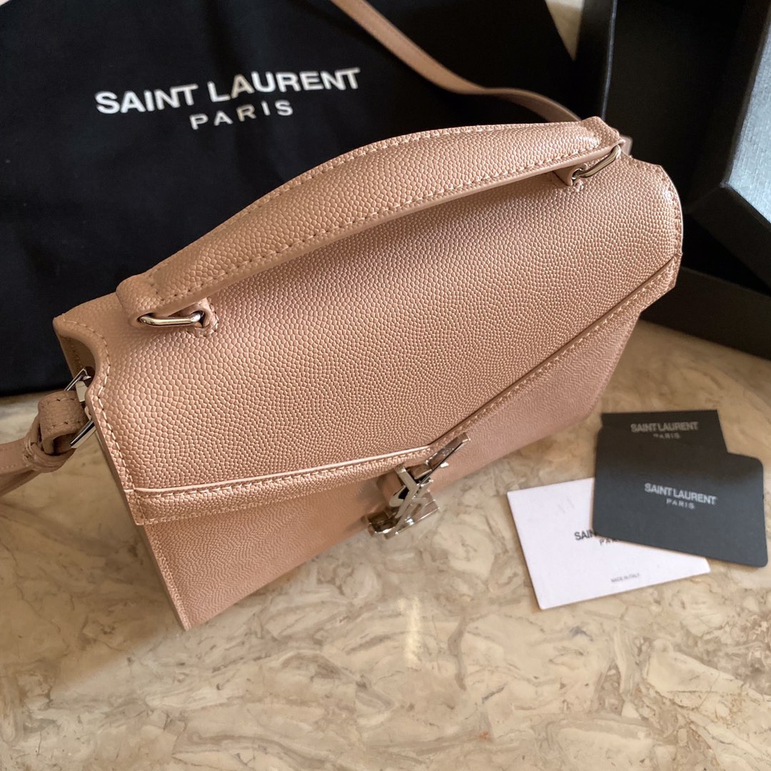 532750 CASSANDRA MINI TOP HANDLE BAG IN GRAIN DE POUDRE EMBOSSED LEATHER, Yves Saint Laurent YSL