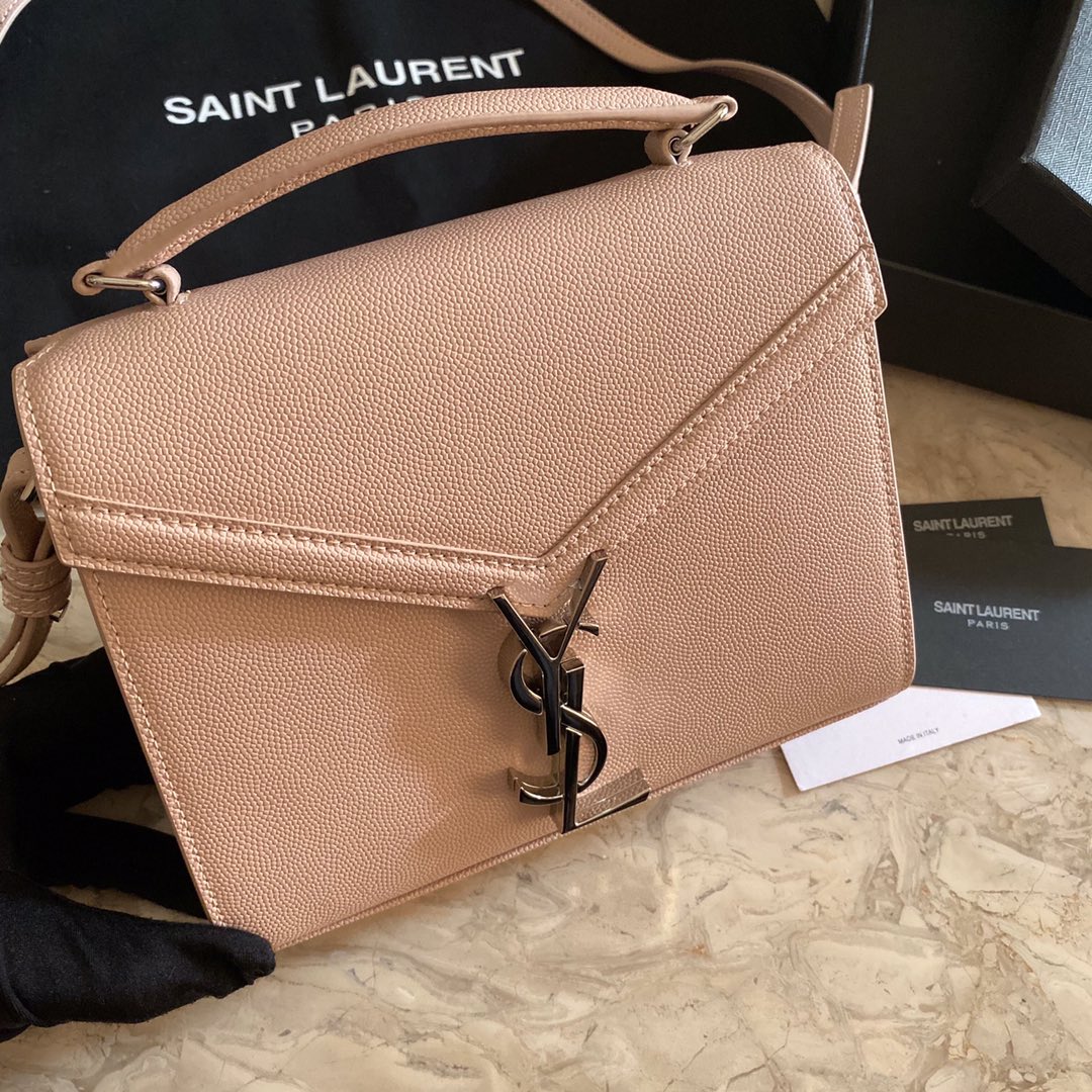 532750 CASSANDRA MINI TOP HANDLE BAG IN GRAIN DE POUDRE EMBOSSED LEATHER, Yves Saint Laurent YSL
