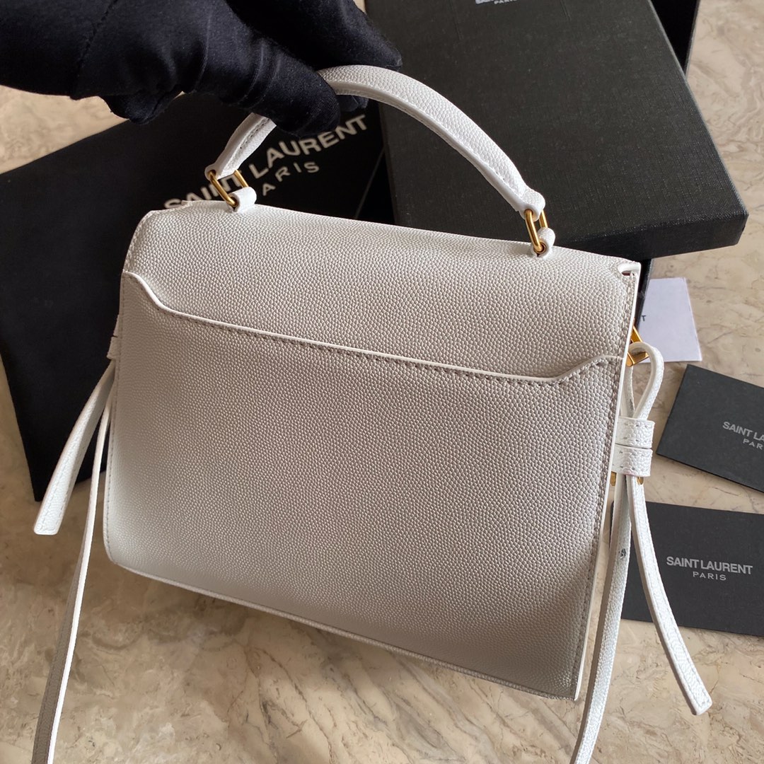 532750 CASSANDRA MINI TOP HANDLE BAG IN GRAIN DE POUDRE EMBOSSED LEATHER, Yves Saint Laurent YSL