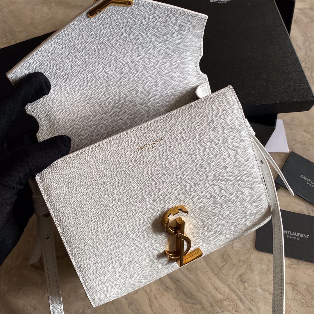532750 CASSANDRA MINI TOP HANDLE BAG IN GRAIN DE POUDRE EMBOSSED LEATHER, Yves Saint Laurent YSL