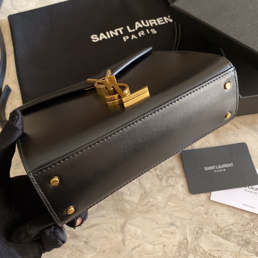 532750 CASSANDRA MINI TOP HANDLE BAG IN SMOOTH LEATHER AND SUEDE, Yves Saint Laurent YSL