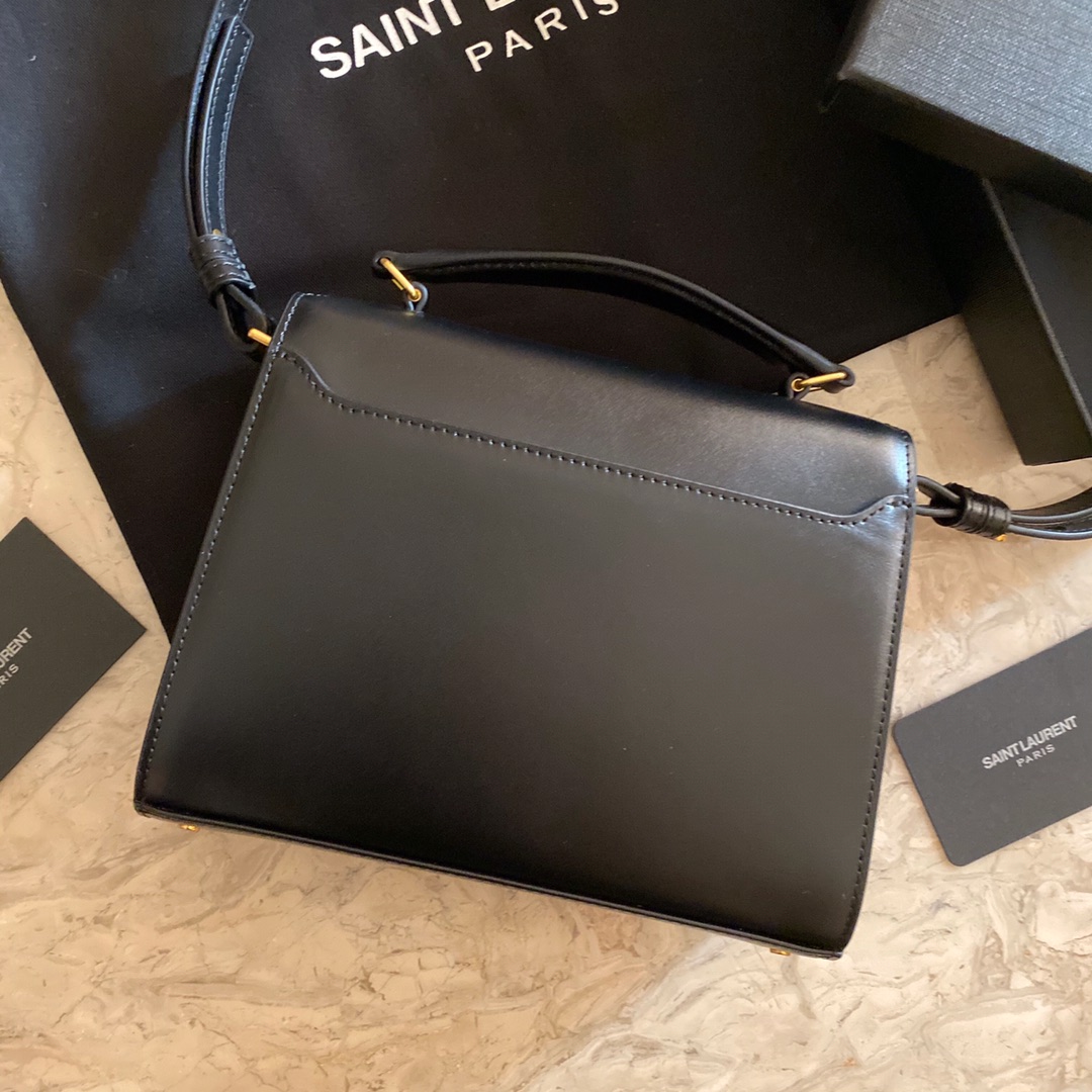 532750 CASSANDRA MINI TOP HANDLE BAG IN SMOOTH LEATHER AND SUEDE, Yves Saint Laurent YSL