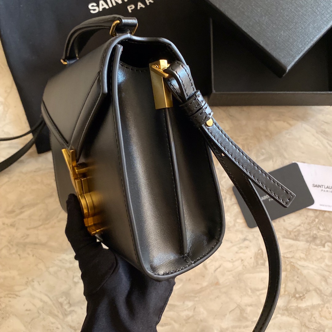 532750 CASSANDRA MINI TOP HANDLE BAG IN SMOOTH LEATHER AND SUEDE, Yves Saint Laurent YSL