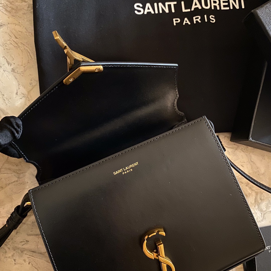 532750 CASSANDRA MINI TOP HANDLE BAG IN SMOOTH LEATHER AND SUEDE, Yves Saint Laurent YSL