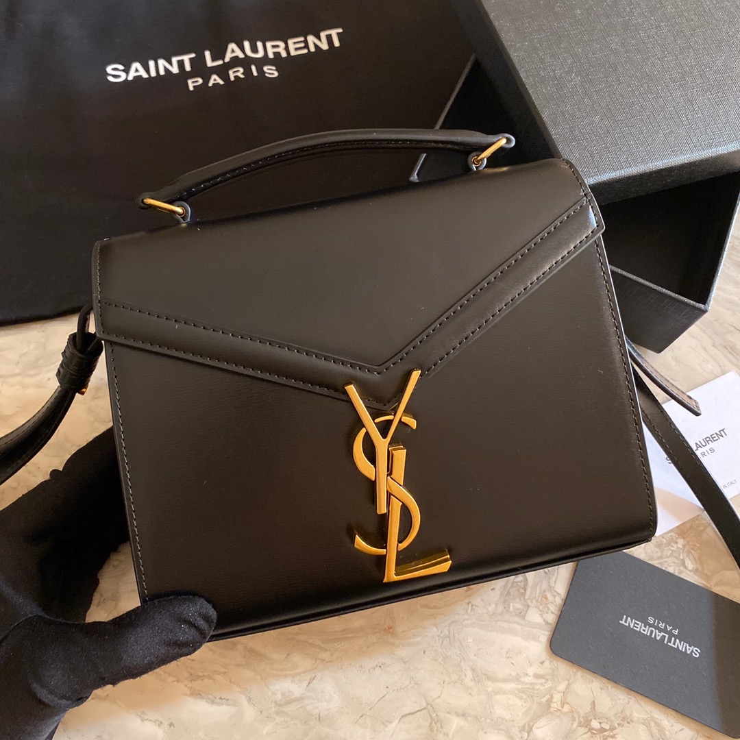 532750 CASSANDRA MINI TOP HANDLE BAG IN SMOOTH LEATHER AND SUEDE, Yves Saint Laurent YSL