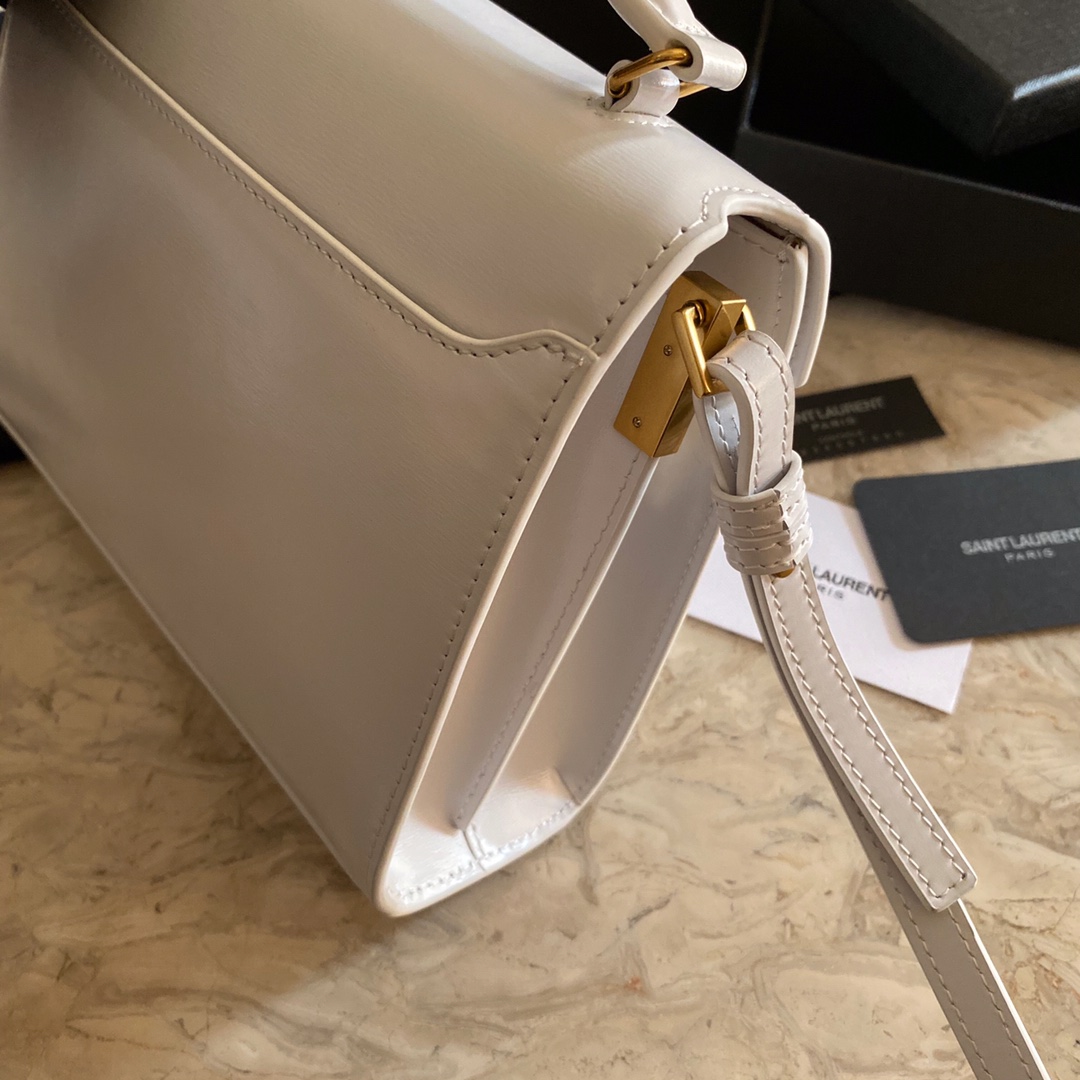 532750 CASSANDRA MINI TOP HANDLE BAG IN SMOOTH LEATHER AND SUEDE, Yves Saint Laurent YSL
