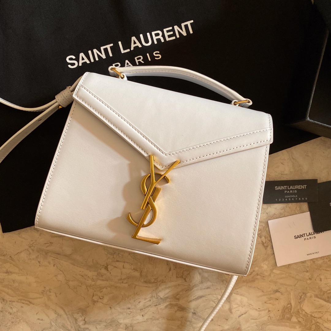 532750 CASSANDRA MINI TOP HANDLE BAG IN SMOOTH LEATHER AND SUEDE, Yves Saint Laurent YSL