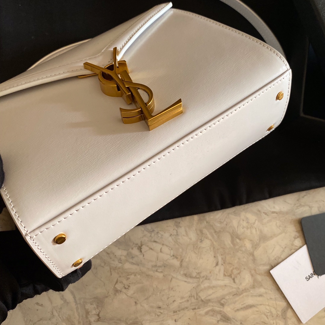 532750 CASSANDRA MINI TOP HANDLE BAG IN SMOOTH LEATHER AND SUEDE, Yves Saint Laurent YSL