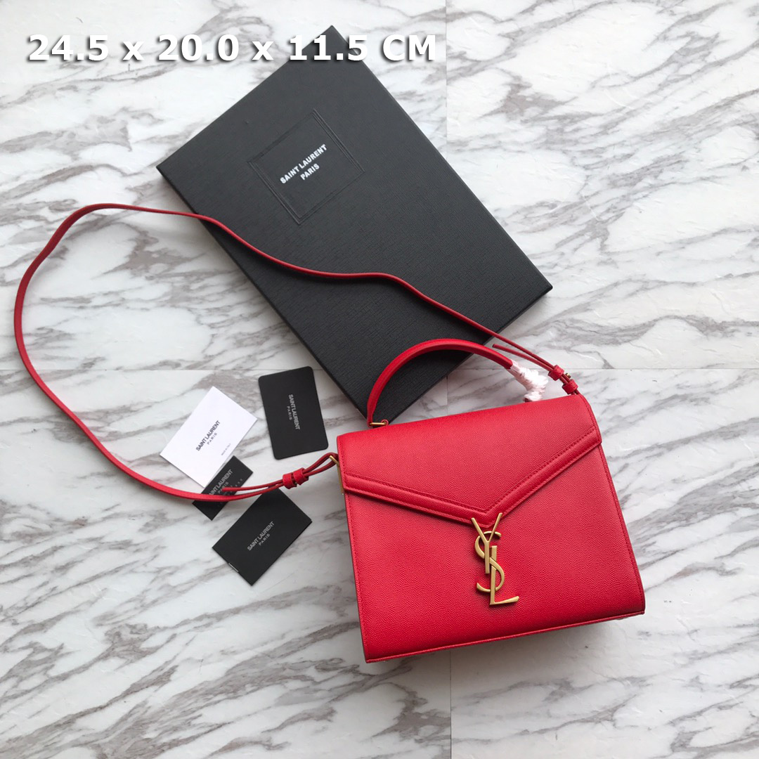578000 CASSANDRA MEDIUM TOP HANDLE BAG IN GRAIN DE POUDRE EMBOSSED LEATHER, Yves Saint Laurent YSL