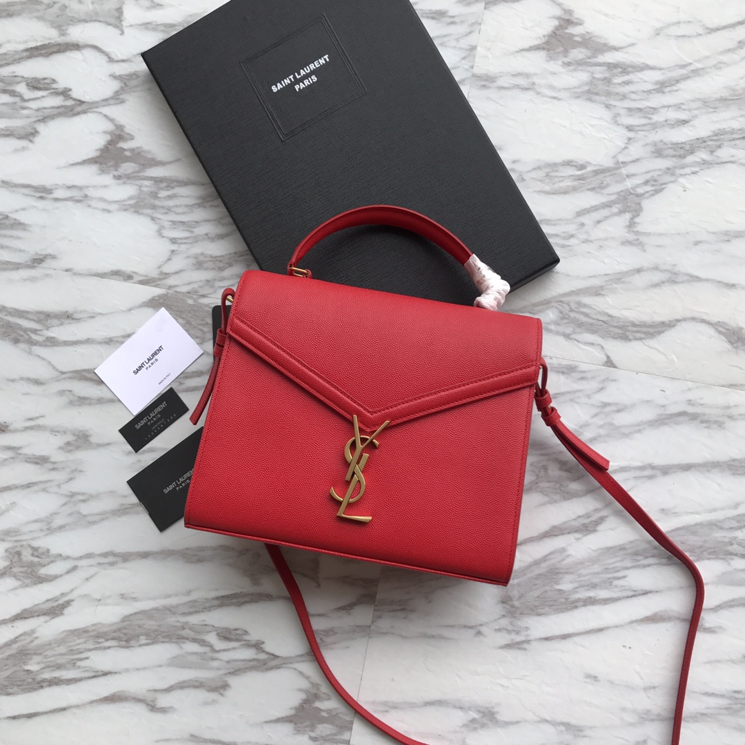 578000 CASSANDRA MEDIUM TOP HANDLE BAG IN GRAIN DE POUDRE EMBOSSED LEATHER, Yves Saint Laurent YSL