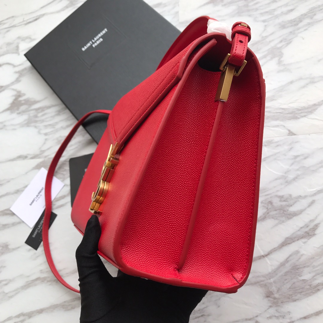 578000 CASSANDRA MEDIUM TOP HANDLE BAG IN GRAIN DE POUDRE EMBOSSED LEATHER, Yves Saint Laurent YSL