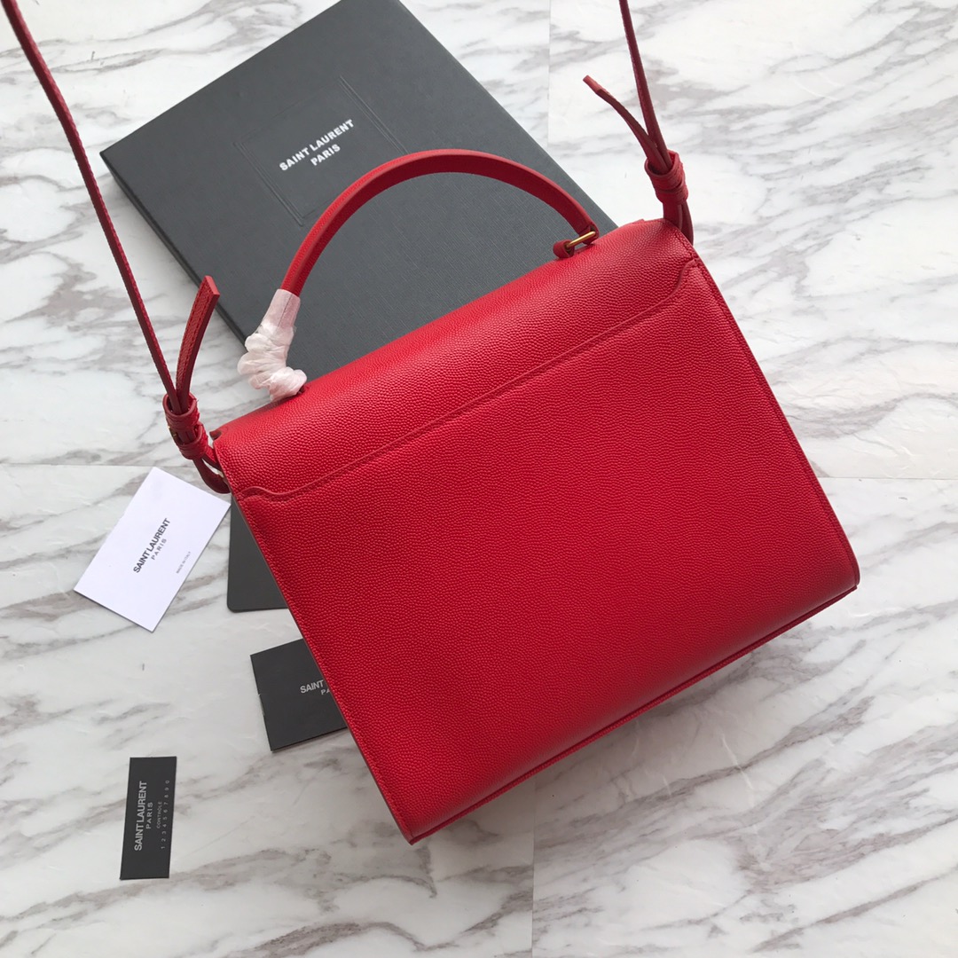 578000 CASSANDRA MEDIUM TOP HANDLE BAG IN GRAIN DE POUDRE EMBOSSED LEATHER, Yves Saint Laurent YSL