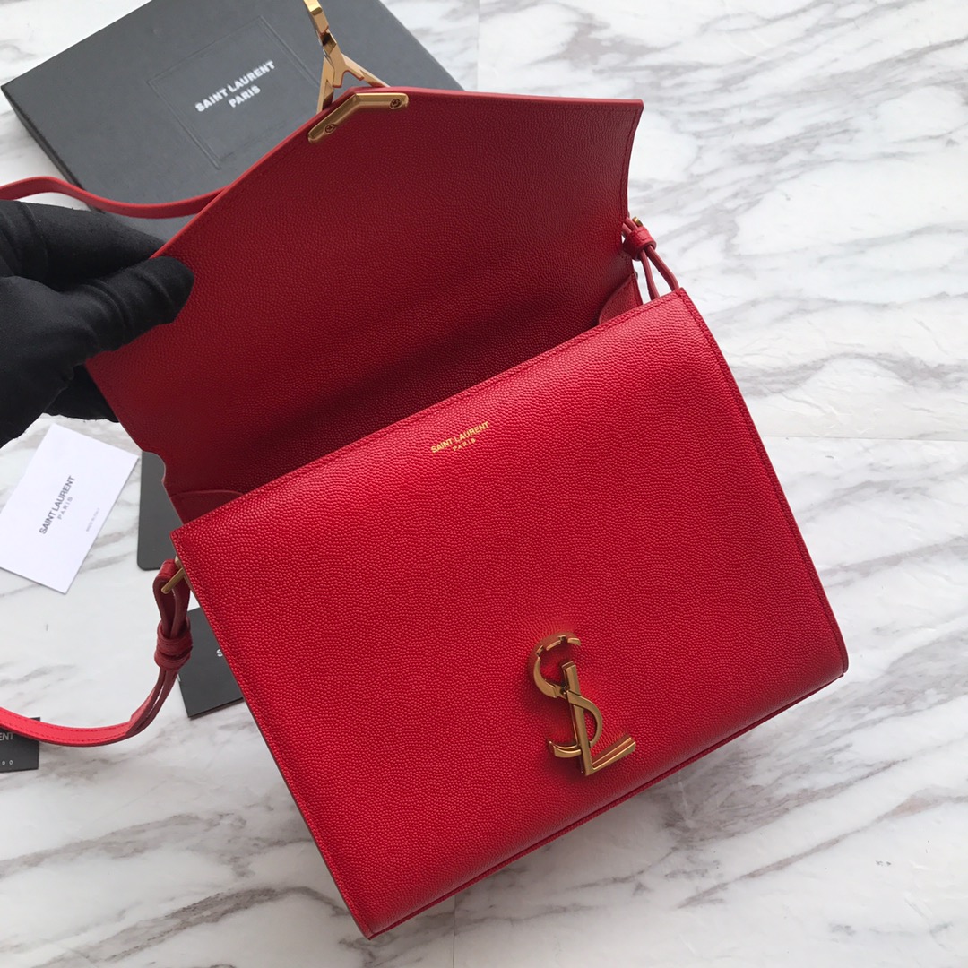 578000 CASSANDRA MEDIUM TOP HANDLE BAG IN GRAIN DE POUDRE EMBOSSED LEATHER, Yves Saint Laurent YSL