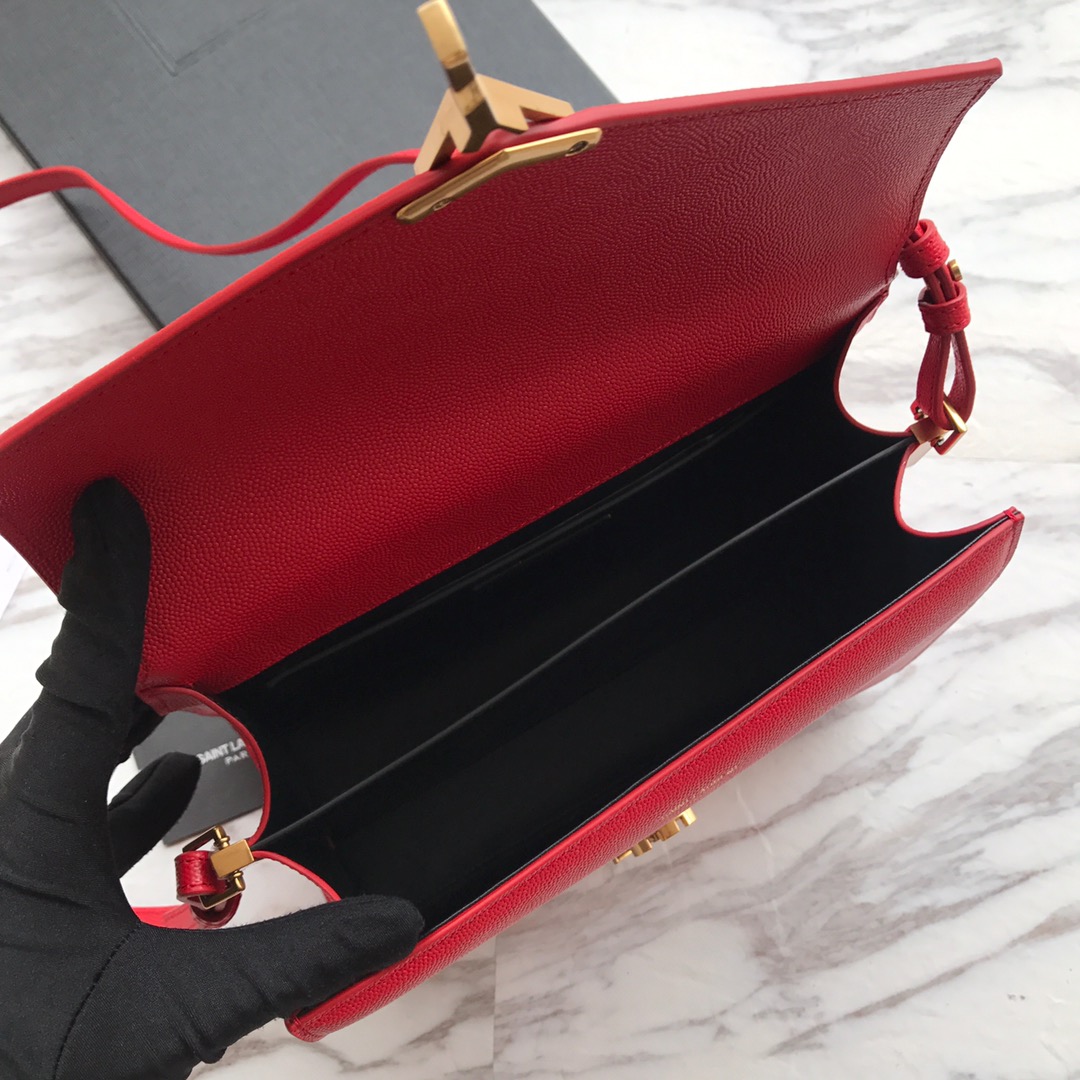 578000 CASSANDRA MEDIUM TOP HANDLE BAG IN GRAIN DE POUDRE EMBOSSED LEATHER, Yves Saint Laurent YSL