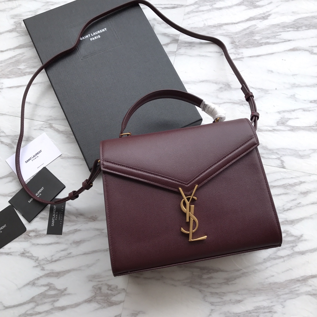 578000 CASSANDRA MEDIUM TOP HANDLE BAG IN GRAIN DE POUDRE EMBOSSED LEATHER, Yves Saint Laurent YSL