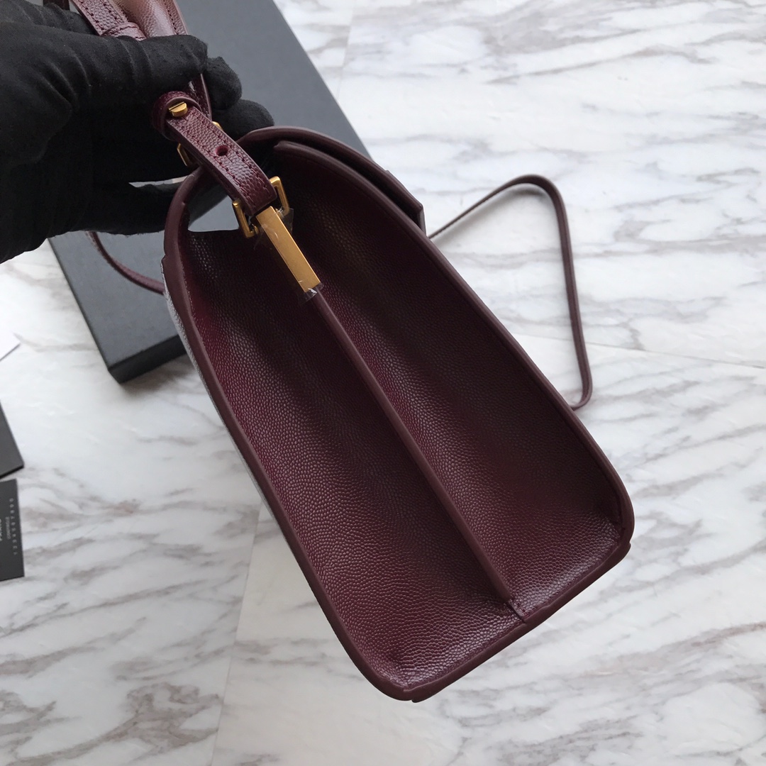 578000 CASSANDRA MEDIUM TOP HANDLE BAG IN GRAIN DE POUDRE EMBOSSED LEATHER, Yves Saint Laurent YSL
