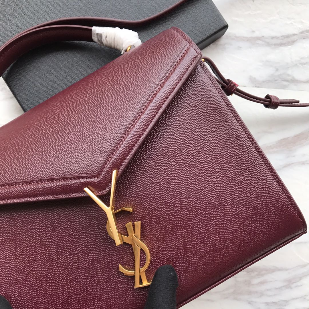 578000 CASSANDRA MEDIUM TOP HANDLE BAG IN GRAIN DE POUDRE EMBOSSED LEATHER, Yves Saint Laurent YSL