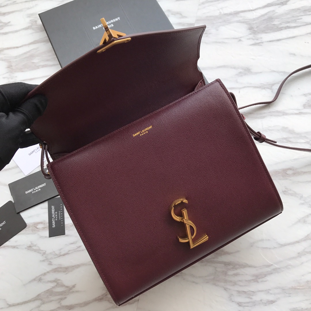 578000 CASSANDRA MEDIUM TOP HANDLE BAG IN GRAIN DE POUDRE EMBOSSED LEATHER, Yves Saint Laurent YSL