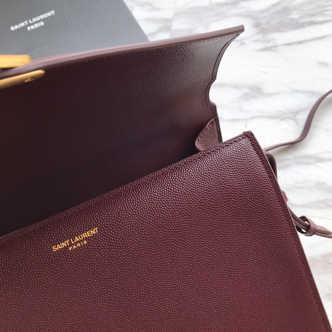 578000 CASSANDRA MEDIUM TOP HANDLE BAG IN GRAIN DE POUDRE EMBOSSED LEATHER, Yves Saint Laurent YSL