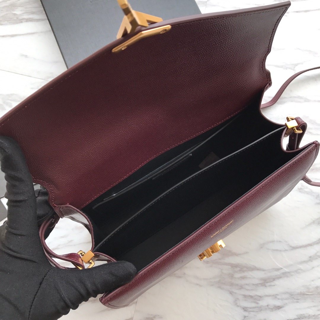 578000 CASSANDRA MEDIUM TOP HANDLE BAG IN GRAIN DE POUDRE EMBOSSED LEATHER, Yves Saint Laurent YSL