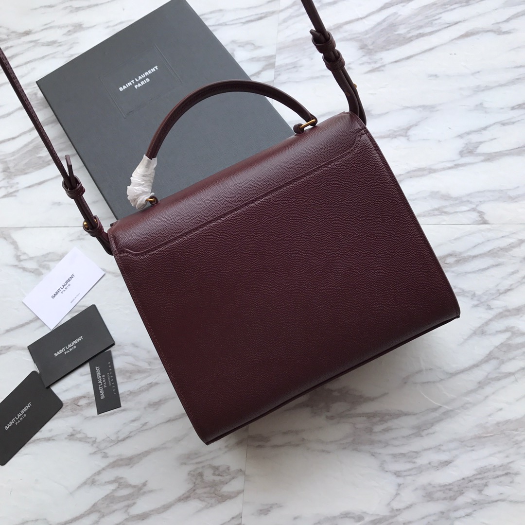 578000 CASSANDRA MEDIUM TOP HANDLE BAG IN GRAIN DE POUDRE EMBOSSED LEATHER, Yves Saint Laurent YSL