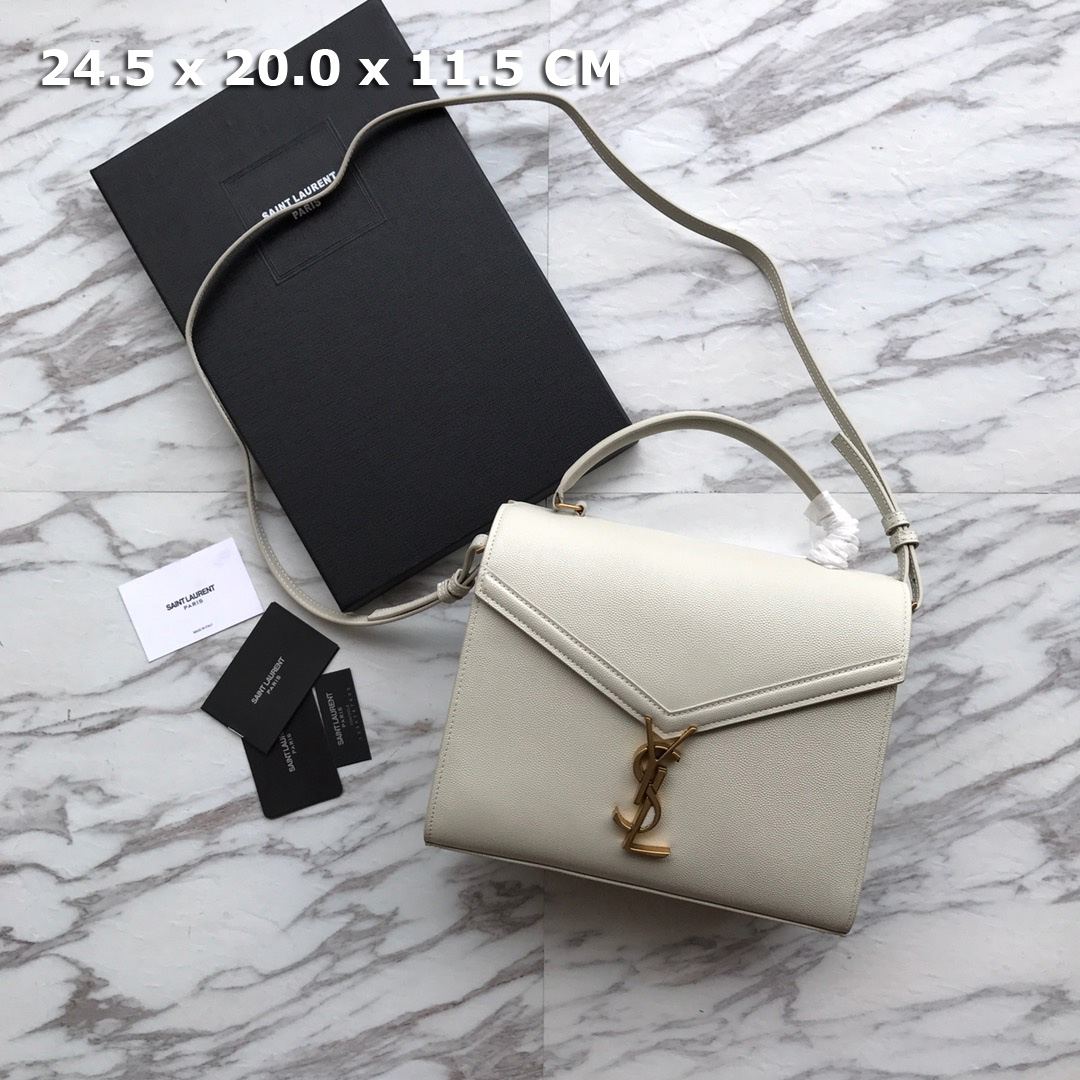 578000 CASSANDRA MEDIUM TOP HANDLE BAG IN GRAIN DE POUDRE EMBOSSED LEATHER, Yves Saint Laurent YSL
