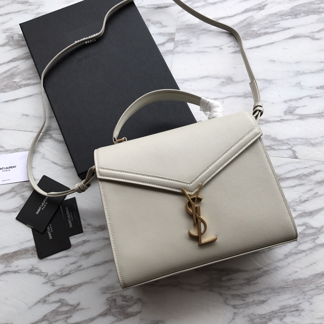 578000 CASSANDRA MEDIUM TOP HANDLE BAG IN GRAIN DE POUDRE EMBOSSED LEATHER, Yves Saint Laurent YSL